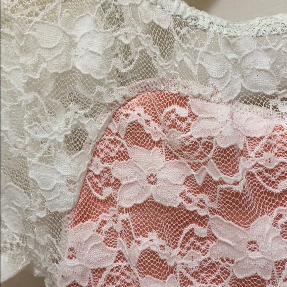 Beautiful lace accent peach/white ballet leotard. - Picture 3 of 5